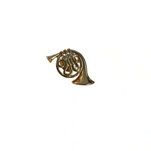 Avon goldtone French Horn Brooch NIB 1990. Vintage music lover